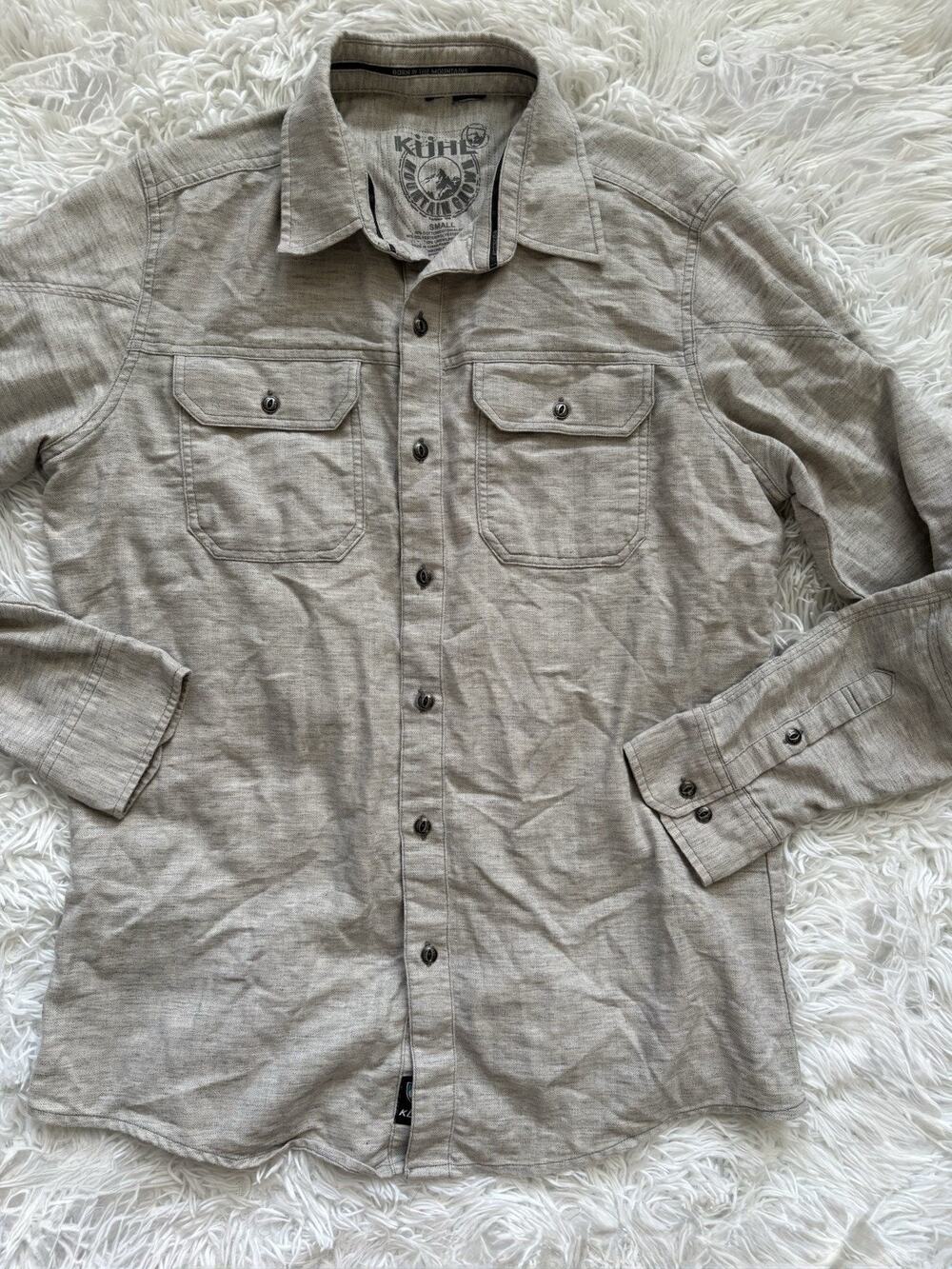 Kuhl gray S Herringbone Shiftr Button Up Shirt. Exc. Condition & Quality